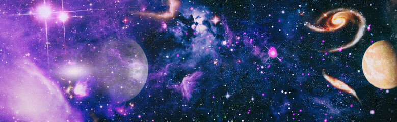 Space background with red nebula and stars. Elements of this image furnished by NASA.