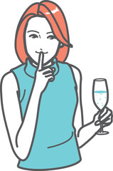 シャンパングラスと女性　シー