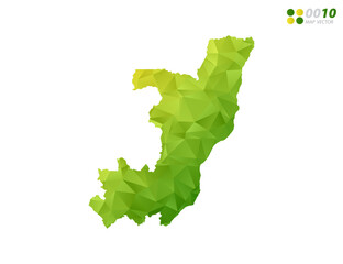Vector Congo map green and yellow polygon triangle mosaic with white background. style gradient.