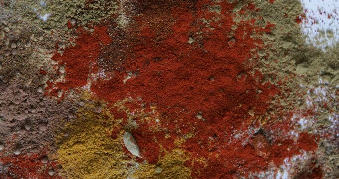 Various Spices, top view, indian spices and herbs