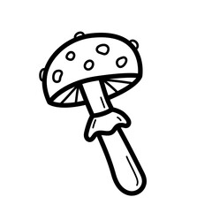 Poisonous fly agaric. Hand drawn sketch icon of mushroom. Isolated vector illustration in doodle line style.