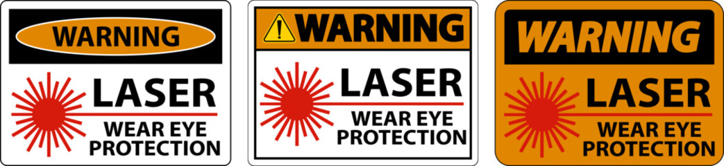 Warning Laser Wear Eye Protection Sign On White Background