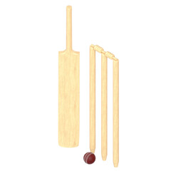 3d rendering illustration of cricket equipment
