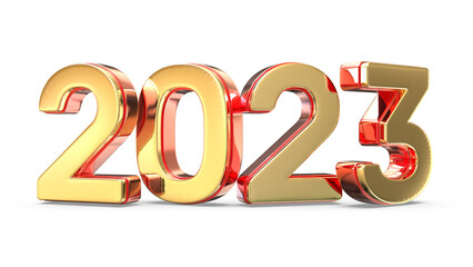Happy new year 2023 gold 3d number element
