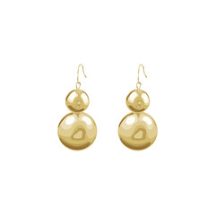 Golden stylish earrings. Vector drawing style is flat on a white isolated background.