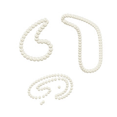 Set of vector drawings of pearl beads on a white isolated background in a flat style, cartoon. For holiday decorations, greeting cards, labels, invitations, gift wrapping.