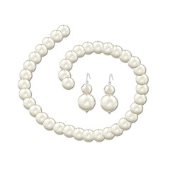 Set of vector drawings of pearl beads on a white isolated background in a flat style, cartoon. For holiday decorations, greeting cards, labels, invitations, gift wrapping.