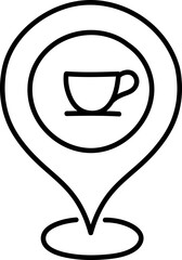 Hand drawn vector illustration pin map cafe