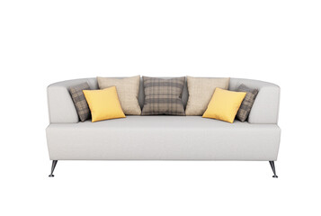 3d Furniture modern fabric round single sofa isolated on a white background