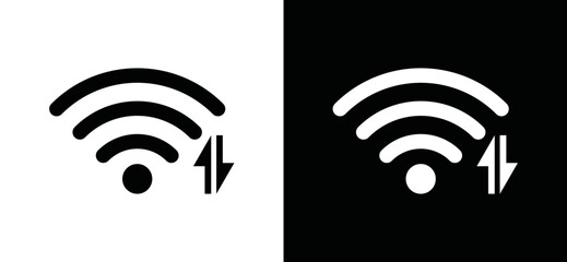 Signal strength icon. Wi-fi or wireless connection sign silhouette. Internet signal symbol illustration. Transfer data with connection signal sign