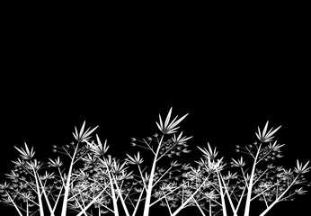 The illustrations and clipart. Abstract image. A landscape of white trees in a dark space.