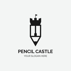 Pencil Castle Logo Design Template