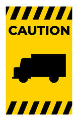 Truck Crossing Sign On White Background