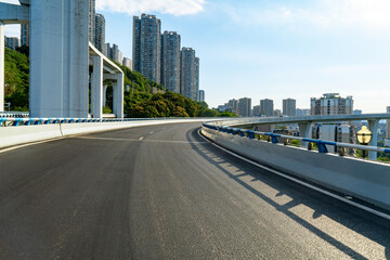Ring overpass highway and urban scenery