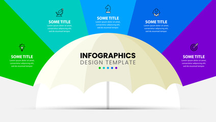 Infographic template. Umbrella with 5 steps and icons