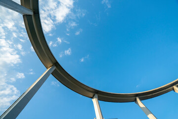 Look up at the circular overpass