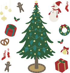 クリスマスツリーとアイコン