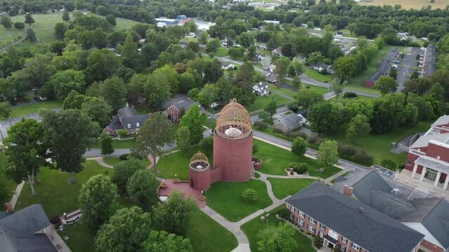 Drone view of the Lindsey Wilson College Chapel Columbia, Kentucky