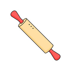Rolling pin. Kitchenware element. Kitchen utensil and tool. Doodle style.