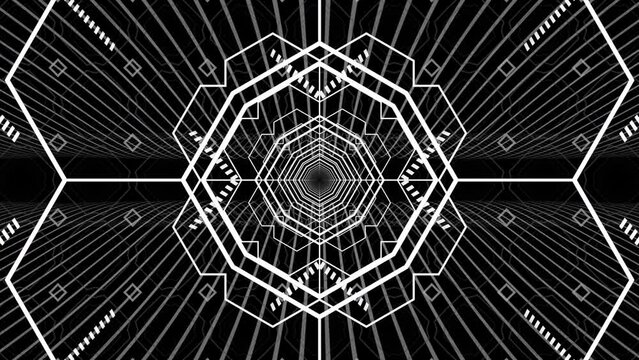 VJ black and white lines abstract looping animated 4K background