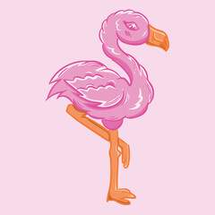 Cute pink flamingo vector illustration