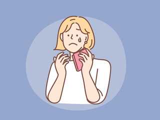 驚く、泣くイラスト(感動、びっくり、驚愕、ショック) Surprised, crying illustration. Impressed, surprised, shocked.