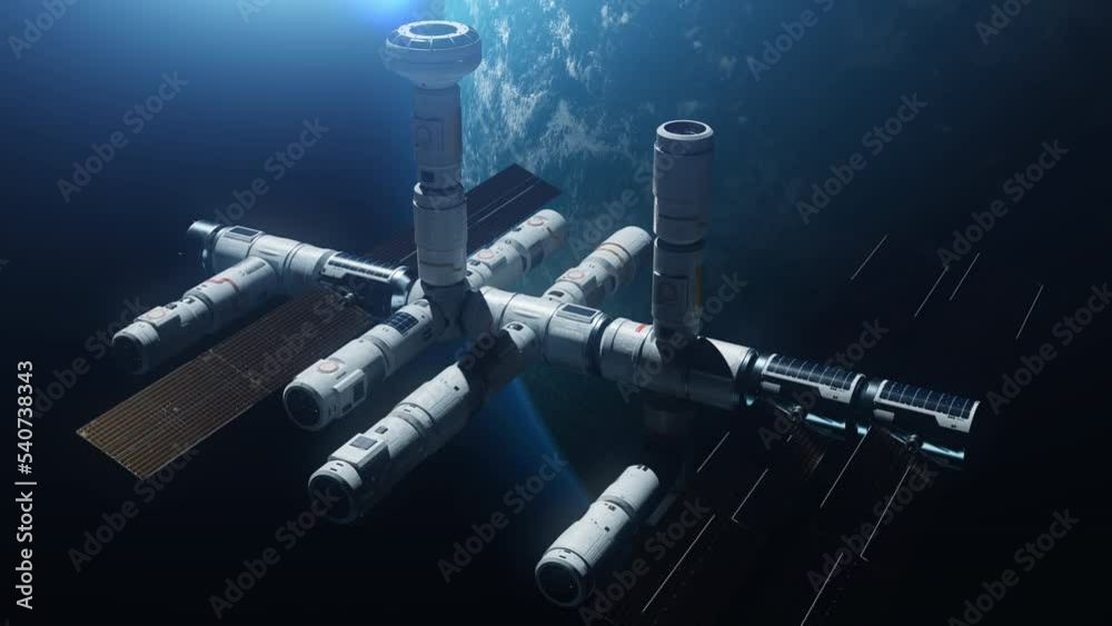 Canvas Prints construction of a new space station in orbit of the earth . time-lapse on the theme of space and tec
