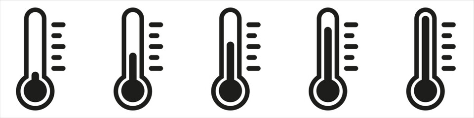Temperature Symbol Set .Three vector thermometer showing the temperature . Thermometer icon - obrazy, fototapety, plakaty