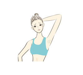 女性　わき脱毛　剃り跡　イラスト
