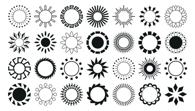 Collection of abstraction of different black sun - Vector