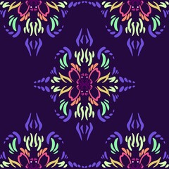 Seamless pattern abstract flower illustration design art background geometric fashion retro 