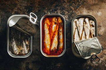 Opened can of sardines in oil