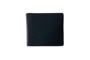 Black leather wallet isolated on white background.