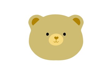 Bear shape head in brown colour and cute face. Smiling bear and cute heart nose shape