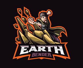 Earth bender mascot logo design