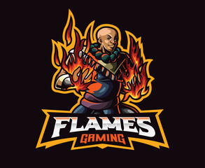Fototapeta na wymiar Man with fire power mascot logo design