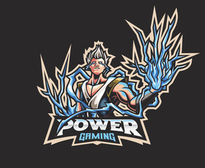 Man with lightning power mascot logo design
