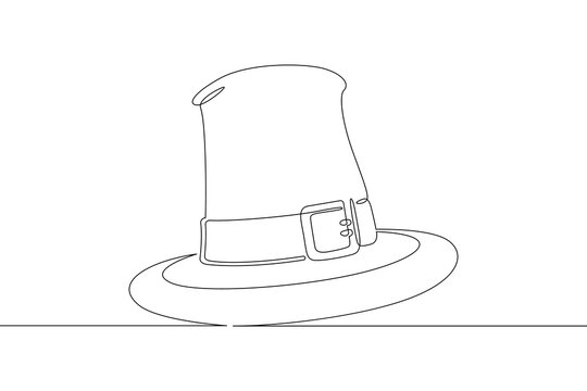recommend clip art: One continuous line. Holiday symbol. Thanksgiving Day. Colonist hat. One continuous line on a white background.