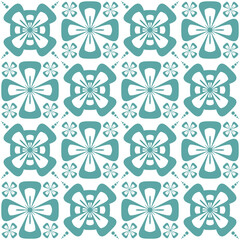 Pastel mint Azulejo design for ceramic tiles and wall design, traditional spanish background white blue color, vector illustration
