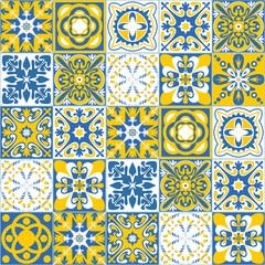 Azulejo talavera ceramic tile spanish portuguese traditional pattern, colorful traditional vintage background, vector illustration