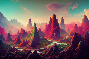 alien_multiverse_landscape_natural_nature_colorful generative ai