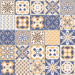 Azulejo tiles spanish traditional pattern, vintage retro seamless pattern for kitchen and bathroom wall decoration, vector illustration