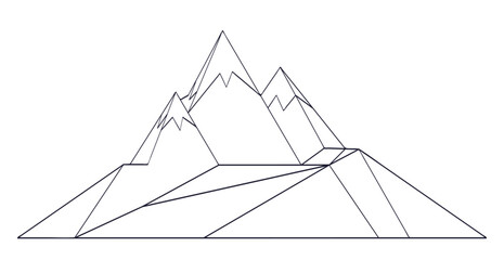 Beautiful mountains vector line art. Outlines of mountains abstract vector illustration in geometric style. Isolated on a white background.