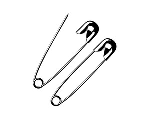 Safety Pin Silhouette (Peniti) for Art Illustration, Logo, Website, Apps, Pictogram or Graphic Design Element. Vector Illustration