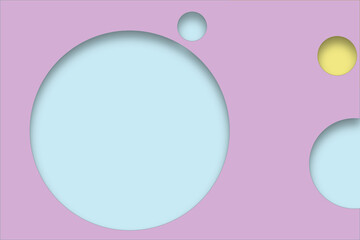 violet background with empty blue and yellow circles