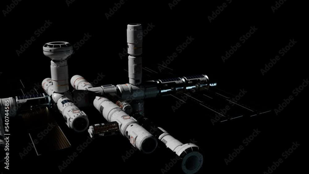 Wall mural the space station in orbit. the concept of space technology of the near future and the conquest of t