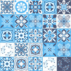 Azulejo talavera ceramic tile portuguese vintage pattern, vector illustration for design