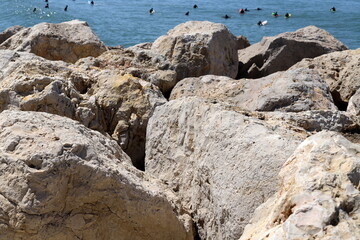 Texture of large stones and mountain rocks.