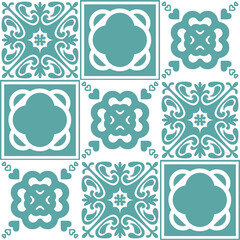 Talavera spanish ceramic tiles for wall decoration, azulejo pattern vector illustration for design