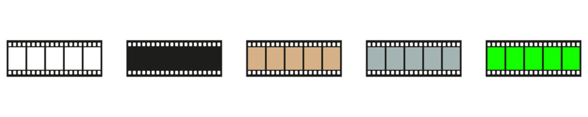 Seamless film strips icon vector. Film strip roll.  Curved film strip png.  Vector illustration eps10